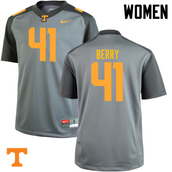 Women #41 Elliott Berry Tennessee Volunteers College Football Jerseys-Gray